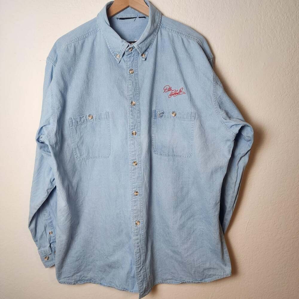 Vintage Dale Earnhardt Shirt Mens 2XL Blue NASCAR Racing Chase Denim Button Down